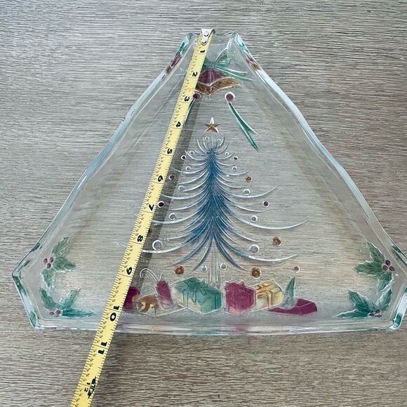 Vintage Glass Christmas Tree Serving Plate Tray - Picture 2 of 4